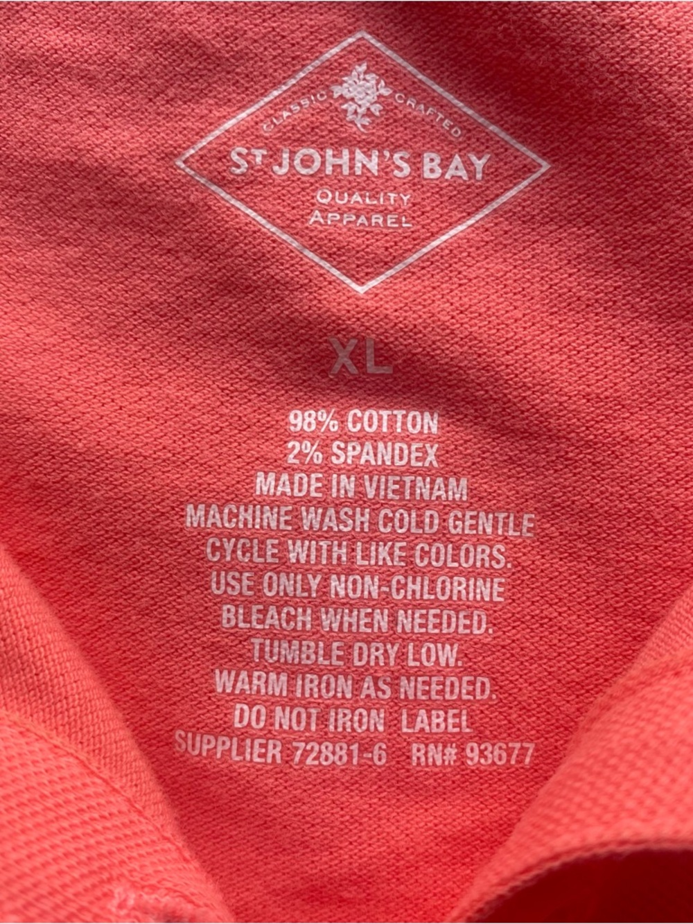 St. John's Bay Coral Button-Front Polo Shirt XL - Picture 4 of 4